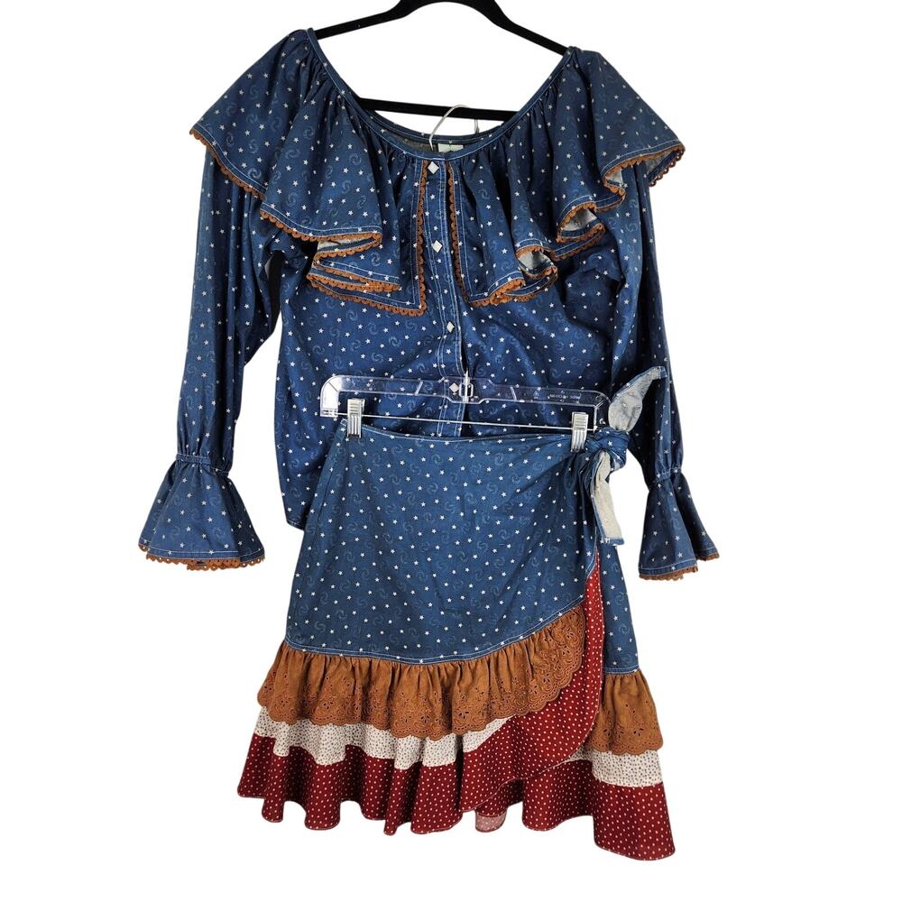 VTG Hairston Roberson Wrap Skirt (4) & Top (Sm) Women's Set Americana Western